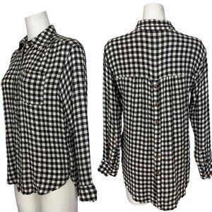 By Anthropologie Isadora Button Back Tunic S Black White Check